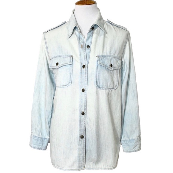 SOLD-Current/Elliott Acid Wash Denim Buttondown - Picture 2 of 3